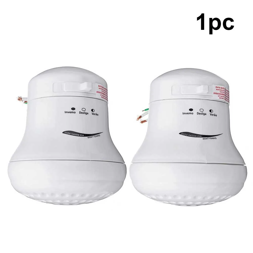 Electric Shower Head Temperature Control High Power Tankless Water Saving With Hose Bracket Safe Accessories Instant Hot Round