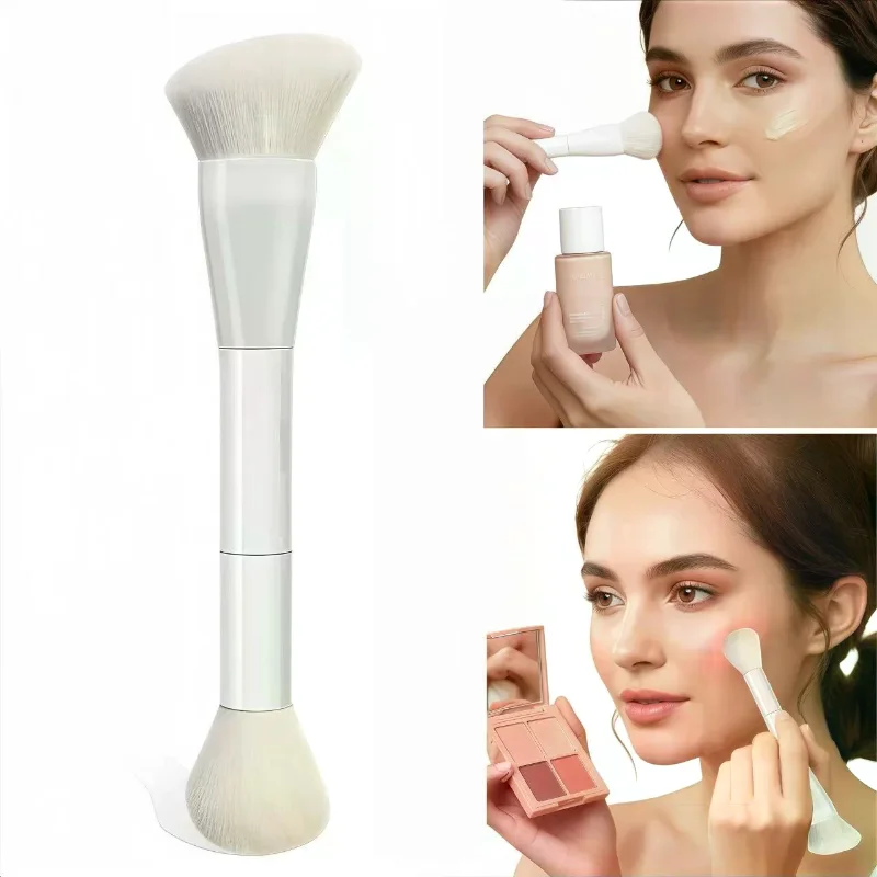 1pc Professional Dual-Ended Makeup Brush - Foundation Powder Concealer Contour Blush Brush 2-in-1 Multifunctional Cosmetic Tool