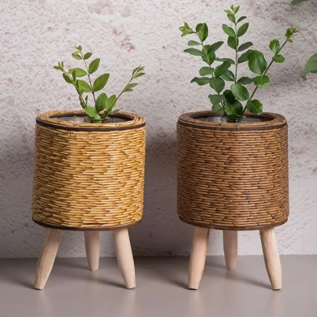 Fashion Rattan Woven Flower Pot with Removable Legs 2
