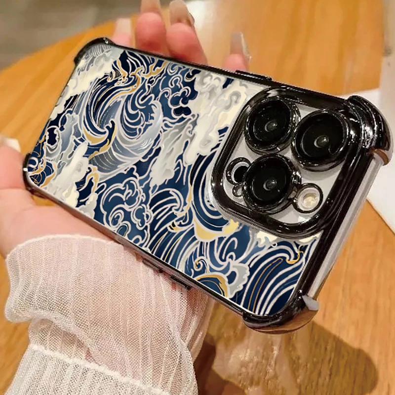 Japanese Waves Design Shockproof Phone Case
