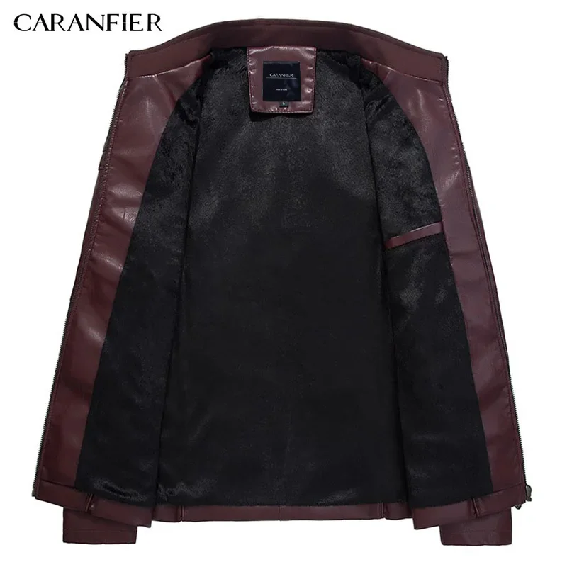 CARANFIER 2025 mode hiver Silm veste en cuir hommes de haute qualité PU décontracté Biker manteau pilote Jaqueta