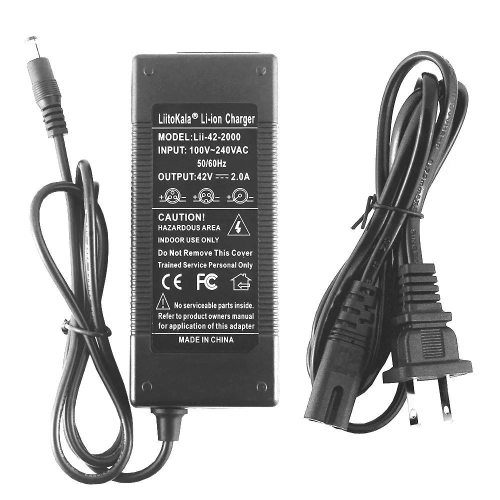 LiitoKala 10S 36V/42V 2A 18650 Charger 100-240V Input Lithium Li-ion Charger For 36V Electric Bike Two-wheel Vehicle 1-5pcs