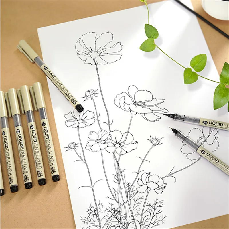 New Big Capacity Waterproof Ink Art Markers Brush Pen Sketch Drawing comics Pigment Line Pens Office School Stationery Supplies 3