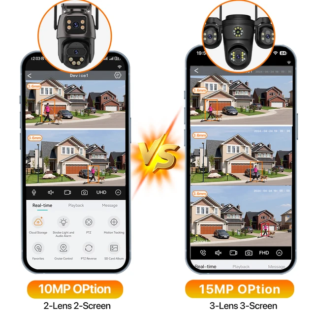 Three Screen Three Lens 15MP HD WIFI IP Camera 10MP Dual Lens Camera Auto Tracking IP66 Waterproof CCTV Video Security Cam iCsee 5