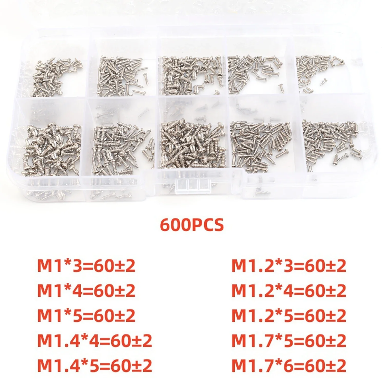 Compact Carbon Steel Crosshead Screws Assortment Kit – Small Self-Tapping Metal Repair Fasteners