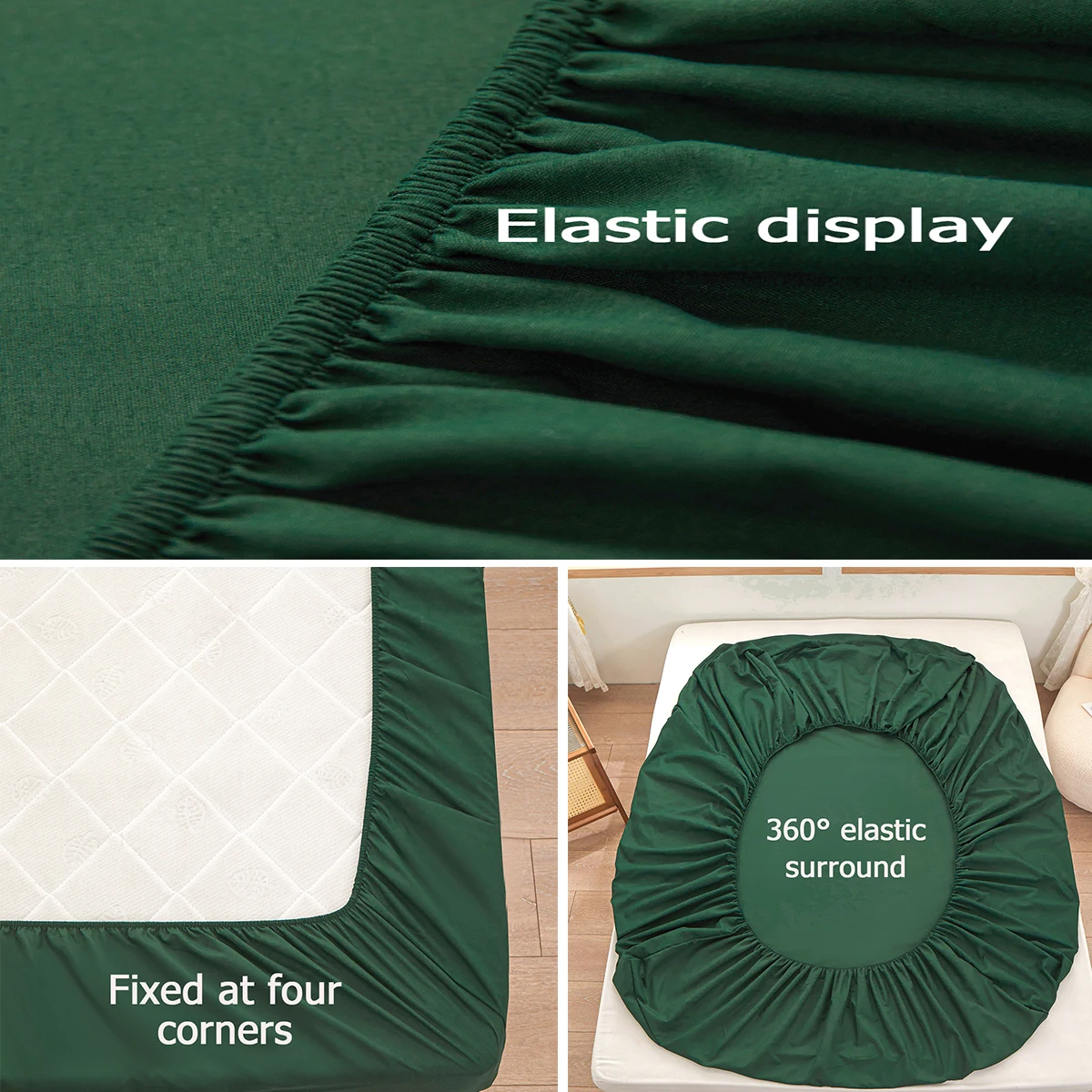1 piece of solid color bed sheet for bedroom 100%Polyeste Elastic Band Around bedding Fitted Sheet Only (excluding pillowcases) 5