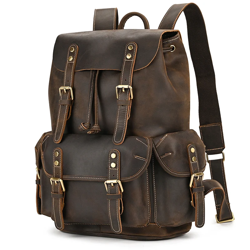 Leather Backpack Travel Pioneer™ - Dark Brown