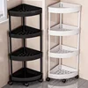 4-storey Bathroom Tripod Rolling Storage Cart Organizer, Space Saving Corner Rack, Durable Plastic with Wheels 2