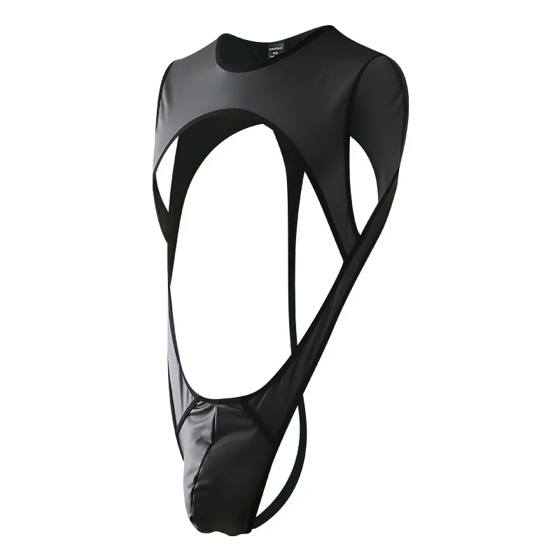 Mens Bodysuit Thong Leotard High Cut Tank Style Nylon Spandex Soft Thin Thong Underwear