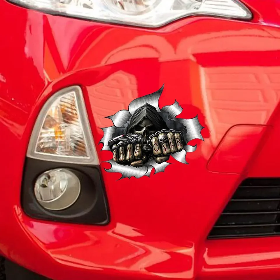 Adesivo for auto con teschio e dito medio, personalità, for