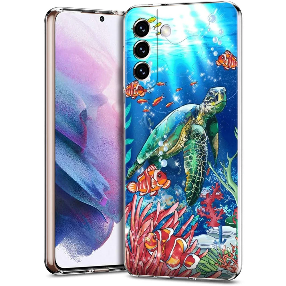 Ocean Blue Sea Turtle Cartoon Soft Clear Phone Case