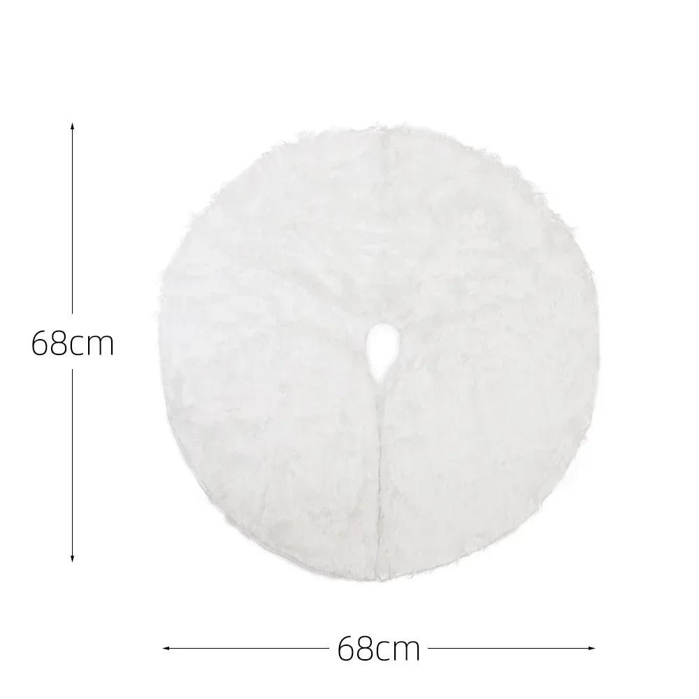 38/68cm Snowy White Christmas Tree Skirt Plush Faux Fur Xmas Trees Carpet Mat Ornaments For 2024 New Year Home Party Decoration images - 6