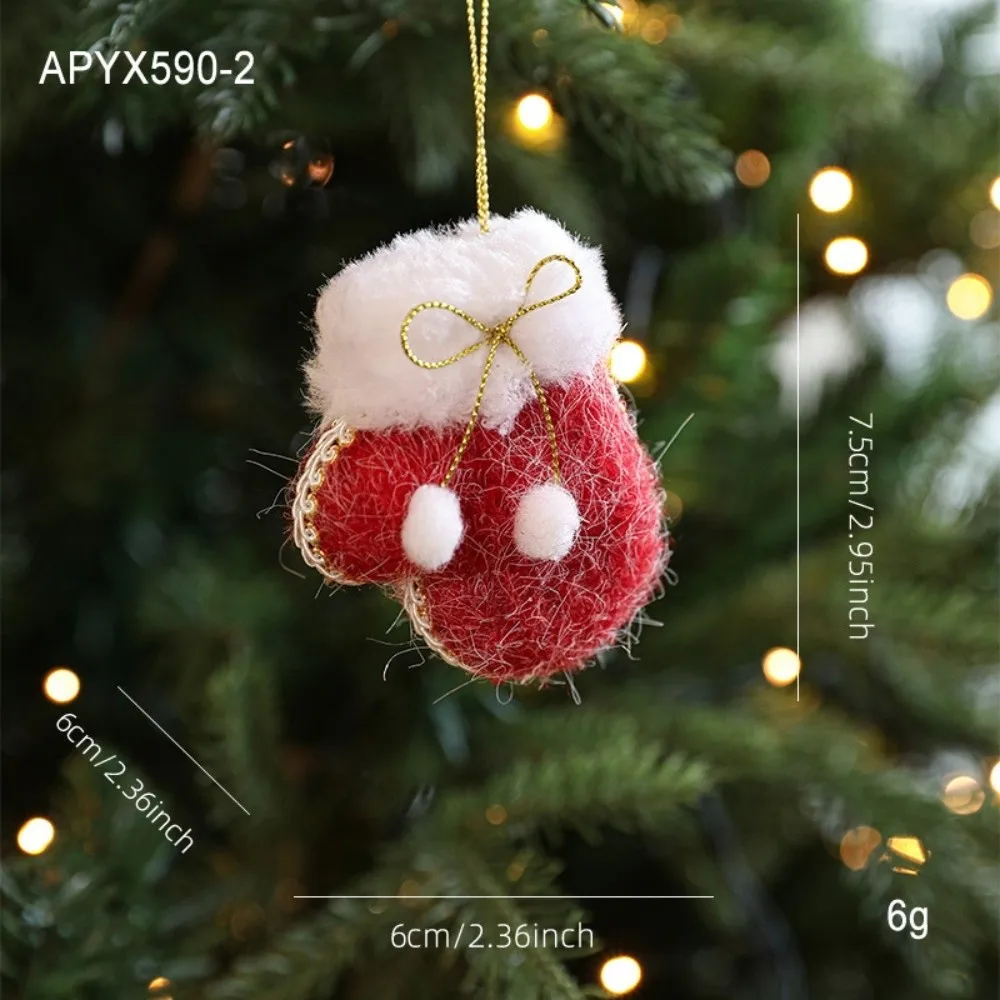 Mini Knitted Red White Fabric Christmas Boot Ornament