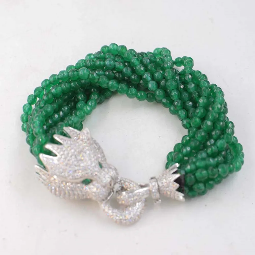 Handmade 10 strands knotted bracelet 4mm green faceted jade 20-25cm for women jewelry fashion gift
