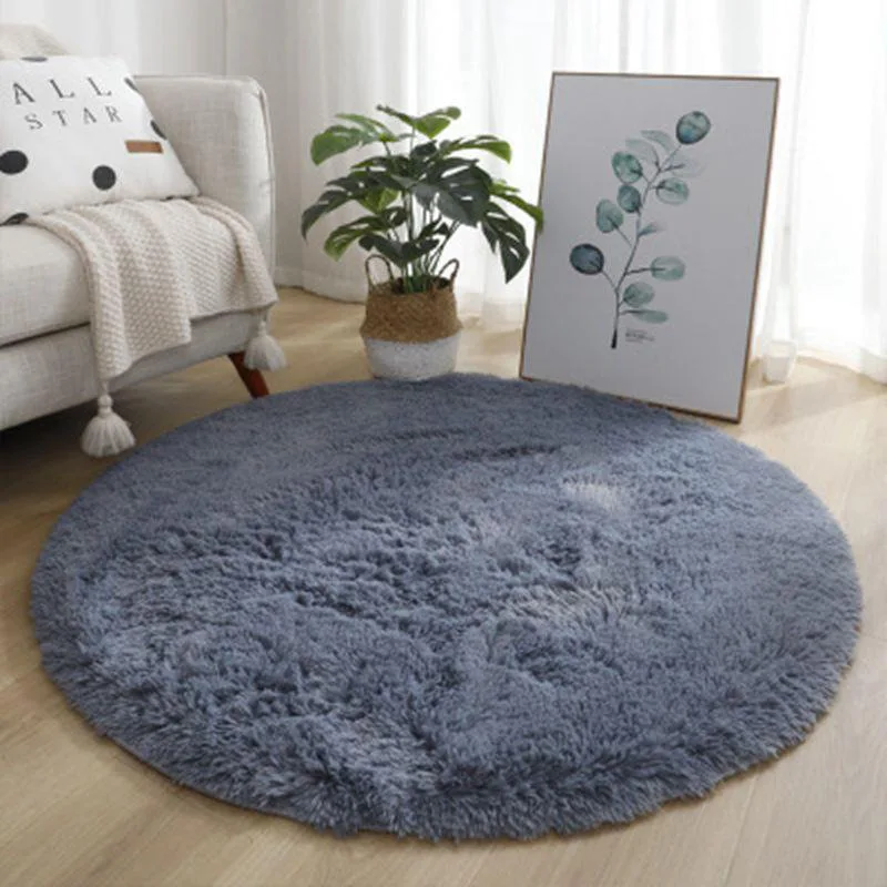 Plush rug Nordic living room carpet circular floor mat hanging basket computer chair mat solid color