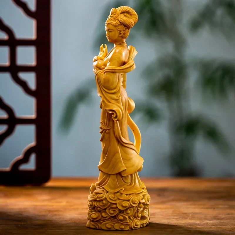 

Figure，home Statue，traditional Room Wood Bedroom Hand Ornaments Figure Solid Carving Chang'e Decoration Fairy Living ，mythology