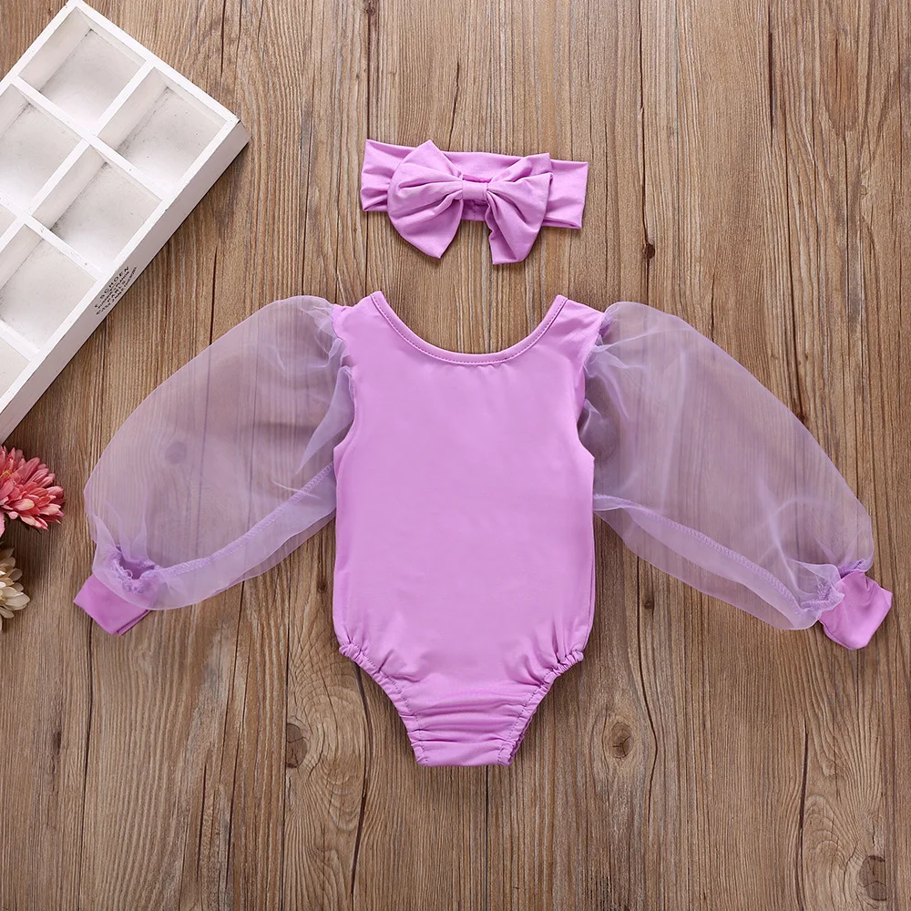 Newborn Baby Girl Clothes Spring Autumn Fashion Long Sleeve Bodysuit Lovely Jumpsuit Headband  2pcs Baby Girl Outfit Set