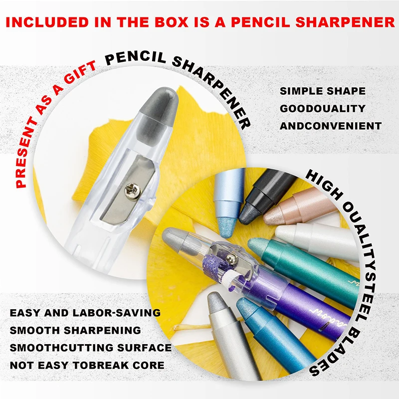8 color pearl eyeshadow pencil, self-sharpening pencil eyeliner, undercover pencil, does not smudge, waterproof and long-lasting 3