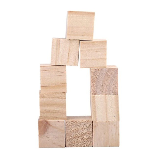 50Pcs Wood Blocks Unfinished Blank Mini DIY Wooden Square Blocks 1 Inch  Wood Craft Cubes for Kids Toy Puzzle Making Material