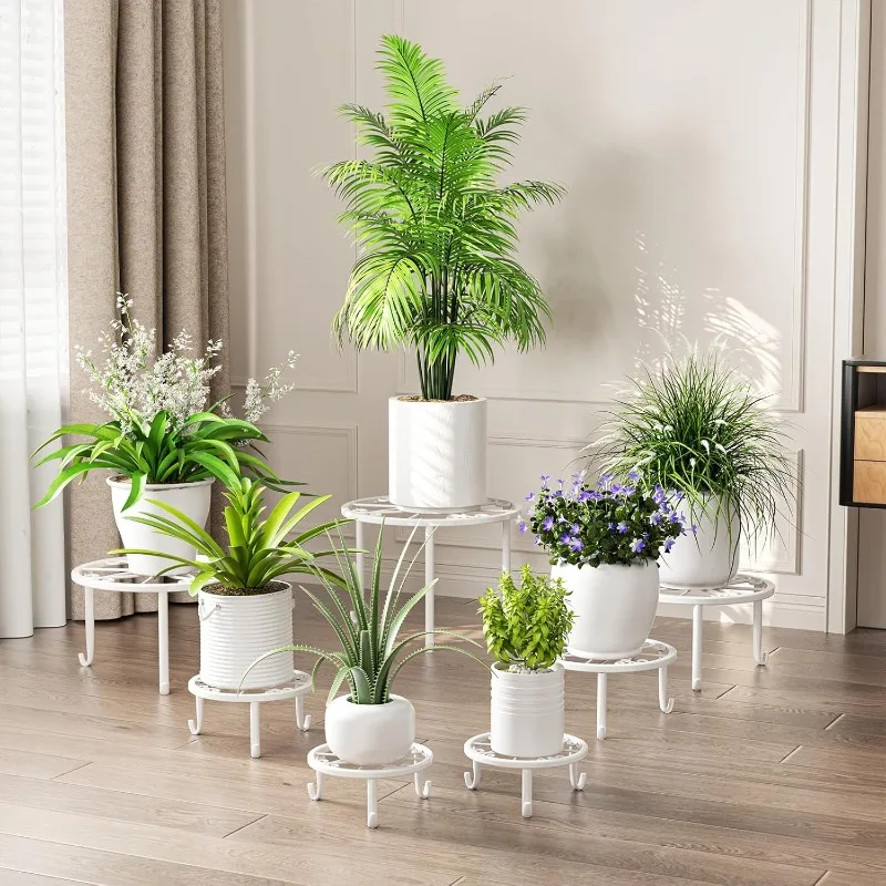 7 Pack Metal Plant Stands for Outdoor Indoor Anti-Rust Iron Flower Pot Stands Outdoor Plant