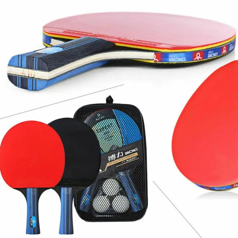 

Training Table Tennis Racket Short Long Handle Student Ping Pong Paddle 2 Ping Pong Paddles With 3 PingPong Balls Storage Bag