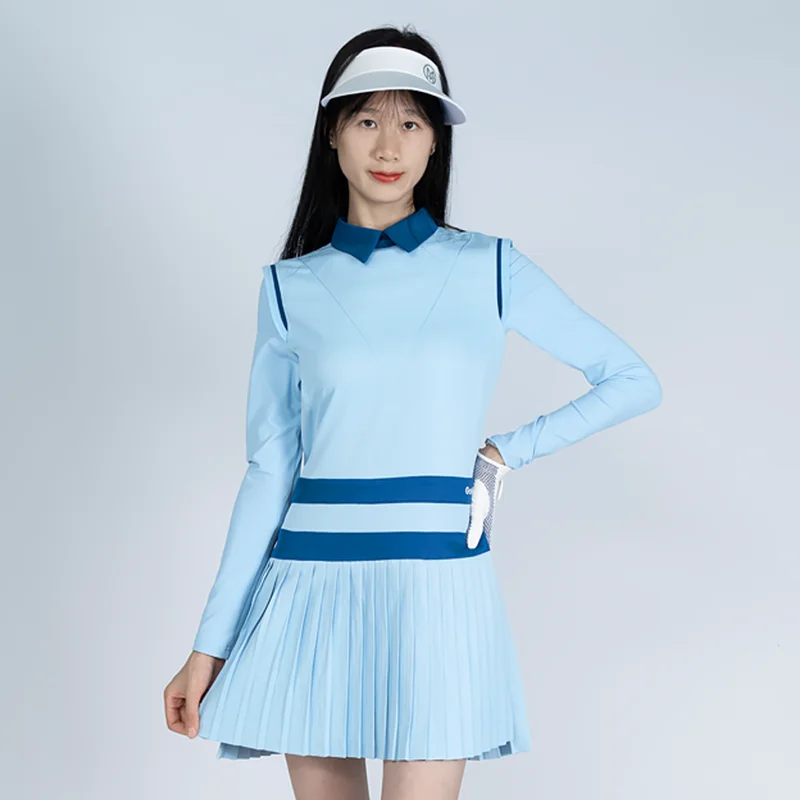 Golfist Golf Autumn Women's Dress Long-sleeve Causal Outdoor Sports Skirt Zipper Tennise Golf Dress Turn-down Collar Sportswear