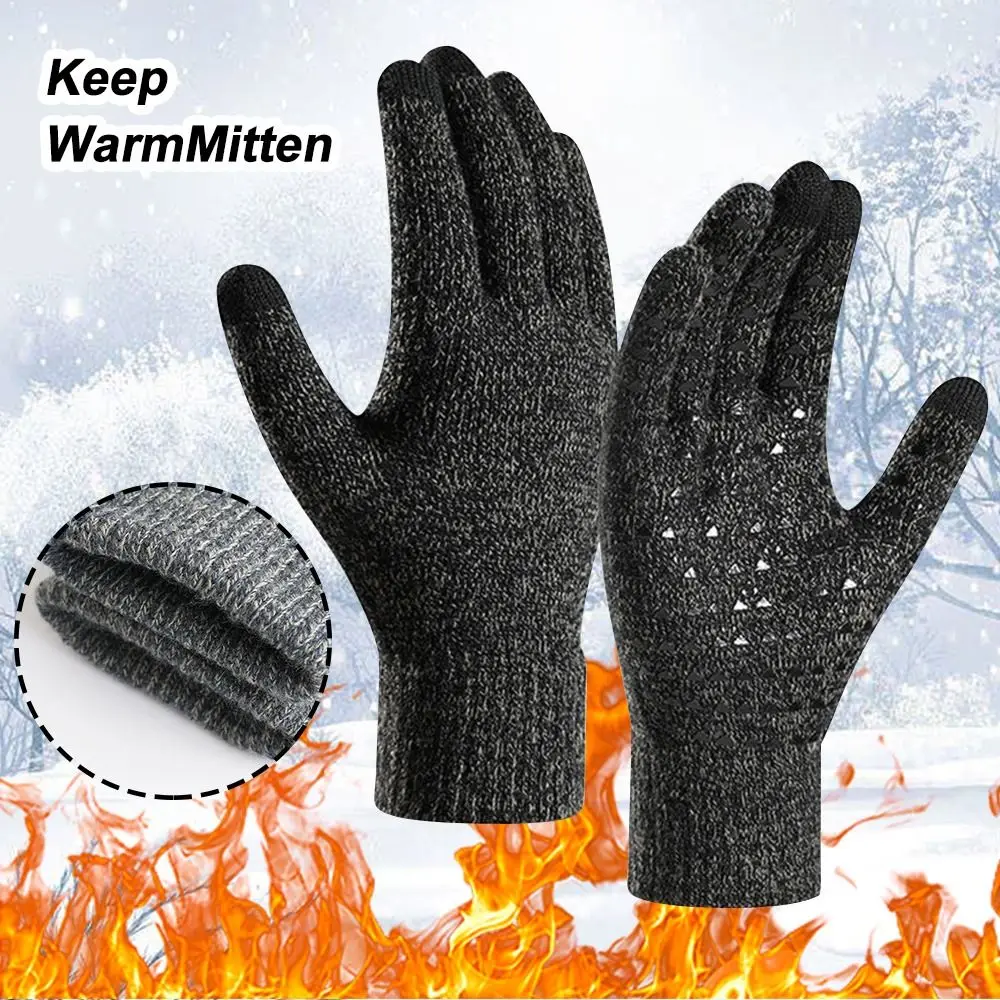 2023 New Touchscreen Women Gloves Winter Glove Men Keep Warm Mitten Driving Anti-Slip Soft Knit Lining Thermal Gloves