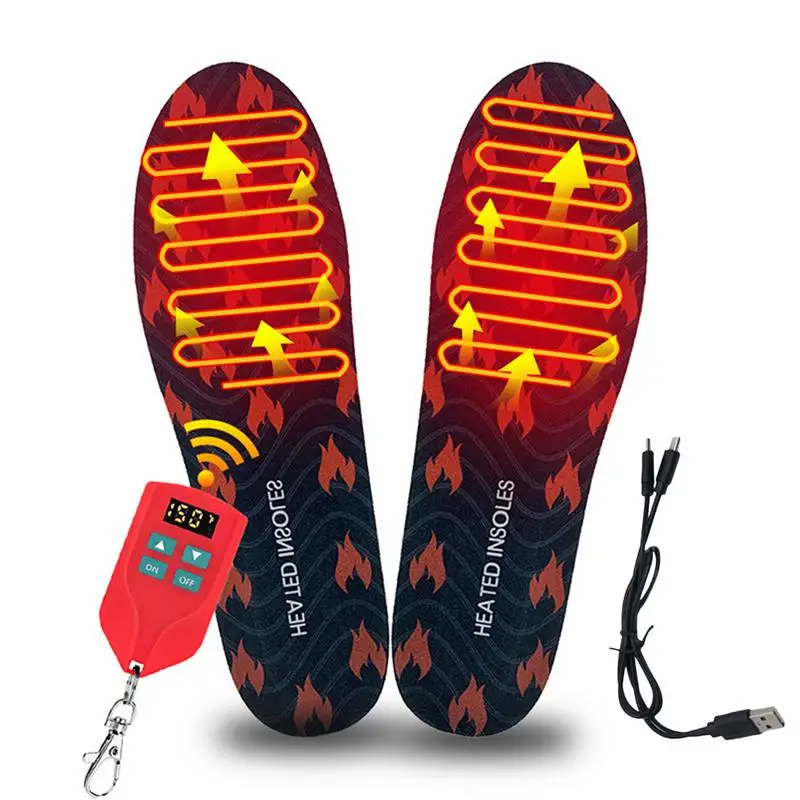 

Heated Insoles For Men Women Heating Shoe Insoles Cuttable Washable Remote Control Heated Insoles With Led Display Breathable PU