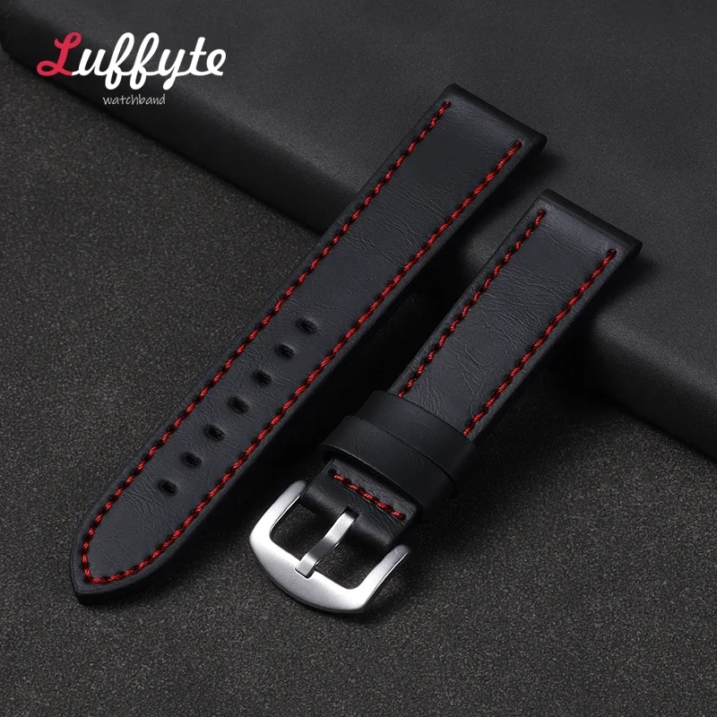 Elegant Vintage Leather Watch Strap - Premium Universal Bracelet in Black, Brown, and Grey