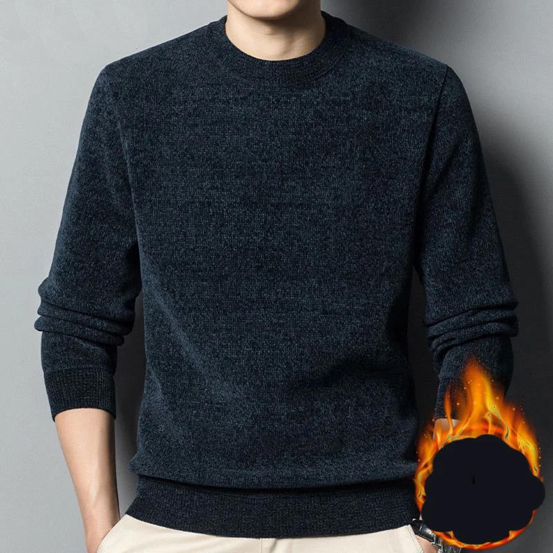 Autumn Winter Solid Fashion Harajuku Sweaters Men All Match Loose Casual Knitting Tops Long Sleeve Pullover Thick Male Clothes