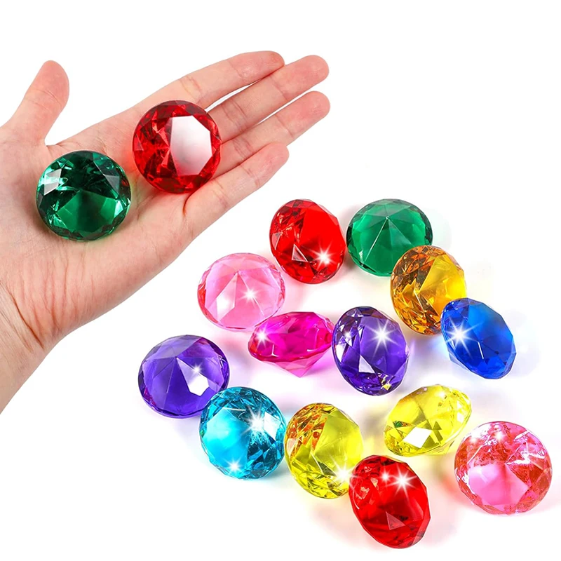 10PCS 보석 다이아몬드 장난감 해적 보물 아크릴 보석 보석 30MM 생일 선물 어린이를위한 파티 호의 소녀 소년