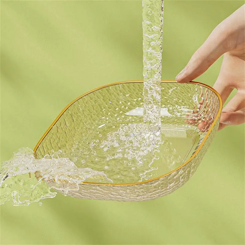 1PC Stained Glass Transparent Goblet Bowl Set High Borosilicate Glass Bowl Fruit Salad Dessert Biscuit Bowls Household Tableware