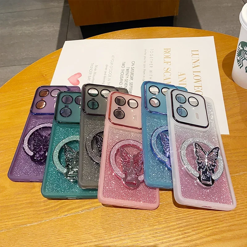 Glitter Butterfly Stand Soft Cover Case