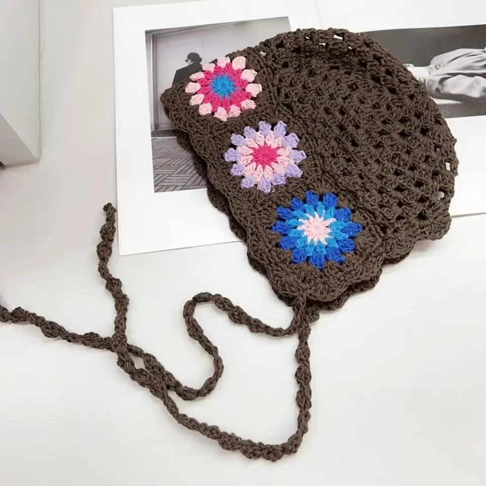 Breathable Hollowed Out Knitted Hat Casual Summer Skullies Hat Fashion Flowers Beret Cap for Women 5