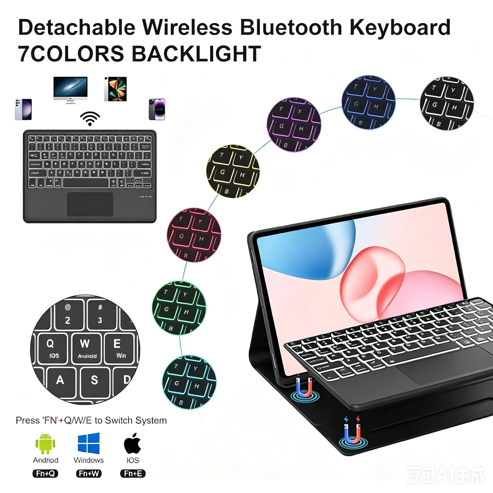 Enhanced Tablet Protective Stand Case with Detachable Keyboard and Smart Folio Design