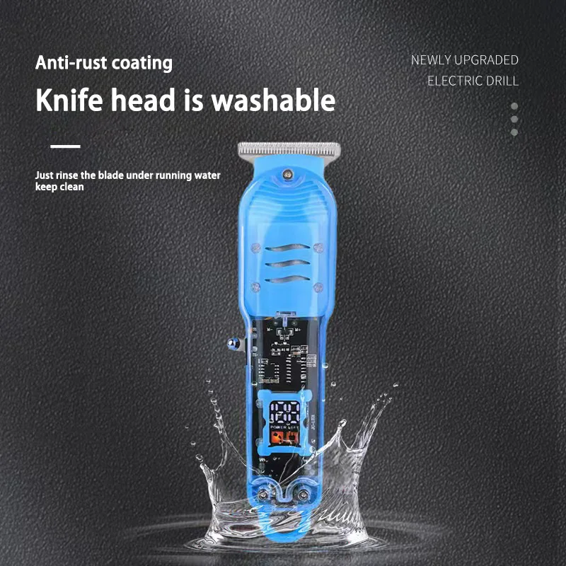 Professional Hair Clippers Electric Hair Clippers Rechargeable Transparent Hair Trimmers For Men Cordless Hair Cut Machine 3