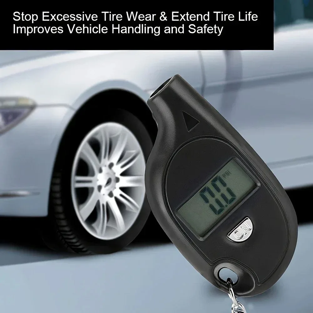 Mini Digital Tire Pressure Gauge with LCD Display - Keychain Design for Easy Car & Motorcycle Maintenance