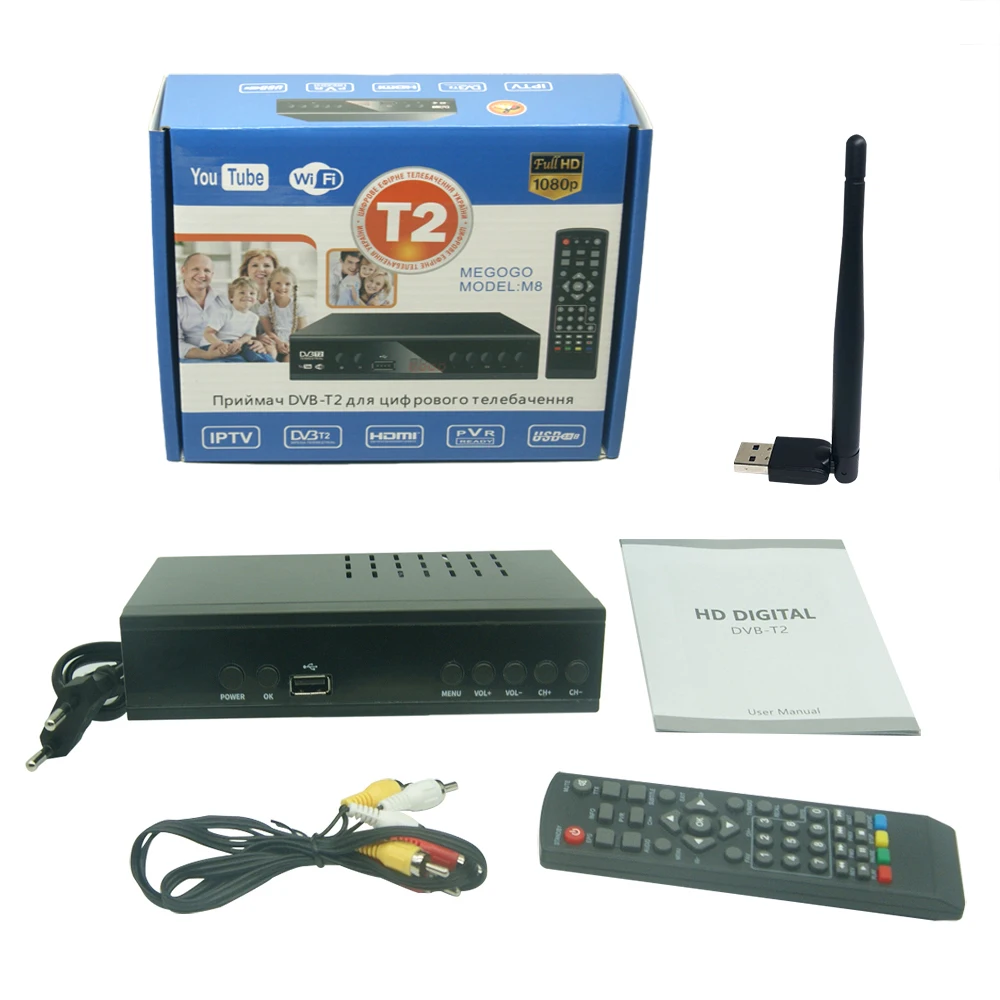 HD TV Tuner DVB T2 USB2.0 TV Box HDMI 1080P DVB-T2 Tuner Receiver Satellite  Decoder Used Russia Italy Poland
