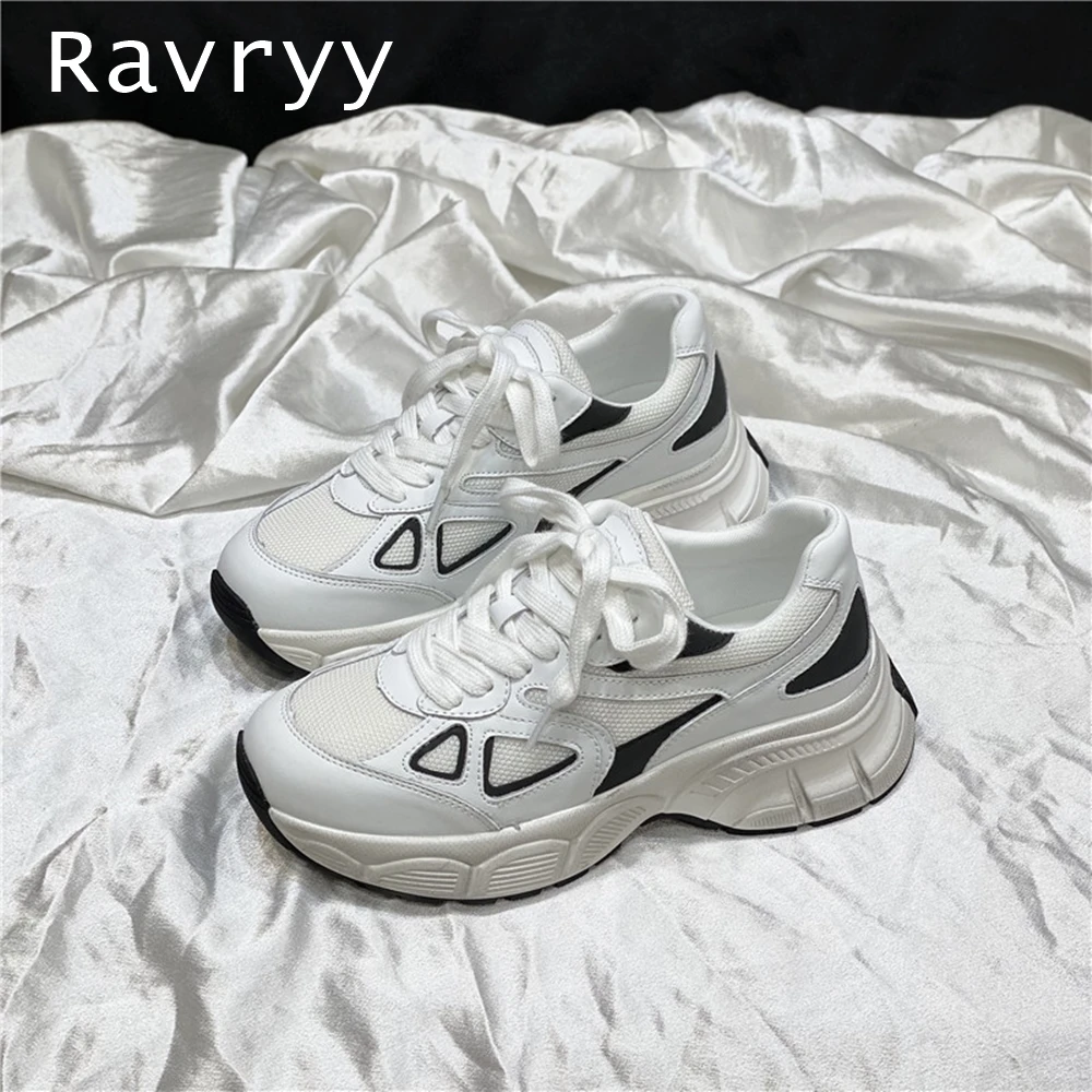 

Retro Round Toe Air Mesh Mixed Colors Lace Up Sports shoes 2023 New Breathable Non-Slip Causal Shoes Lightweight Jogging shoes