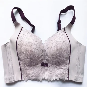 Wireless Lace Adjustable Thin Comfortable Women's Bra Gathered Padded Underwear No Trace Side Breast Collection Top 7712