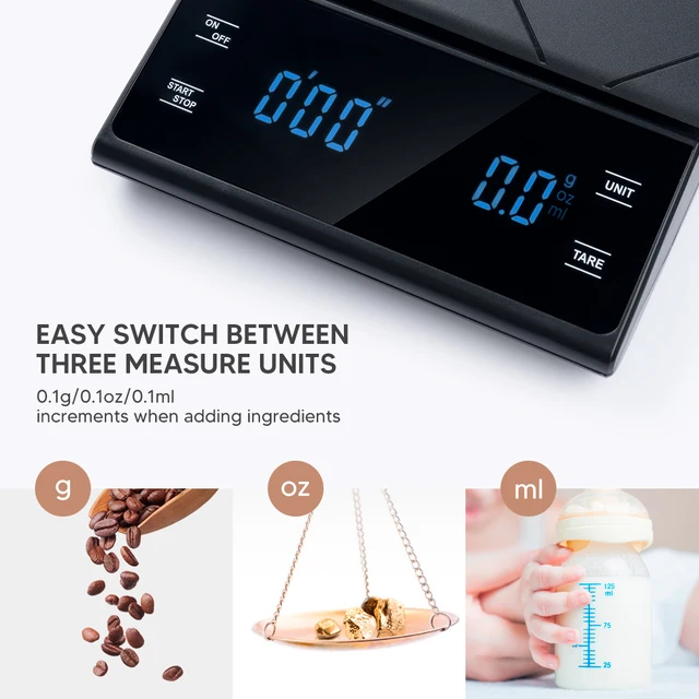 Electric Kitchen Scale With Led Display Multi-function Food Scales Pro Precision  Food 0.1g / 0.1oz / 0.1ml