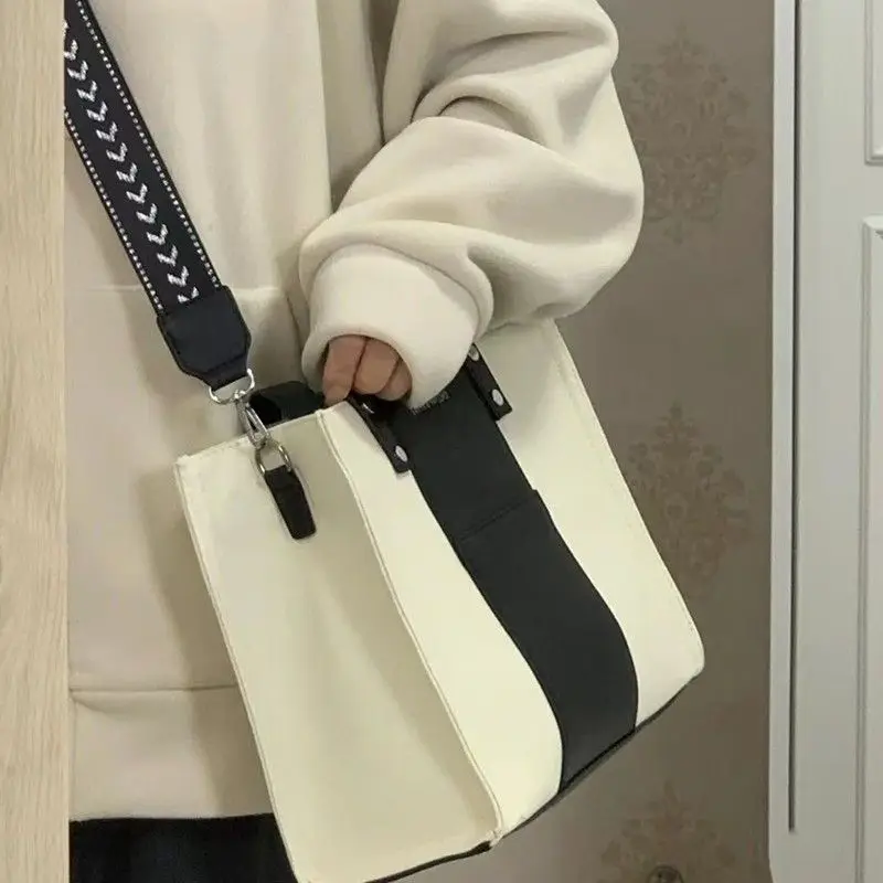Xiuya Japanese Canvas Bag for Women Fashion 2023 Spring Large Capacity Handbags Trendyol Patchwork Casual Shopper Lady Bag