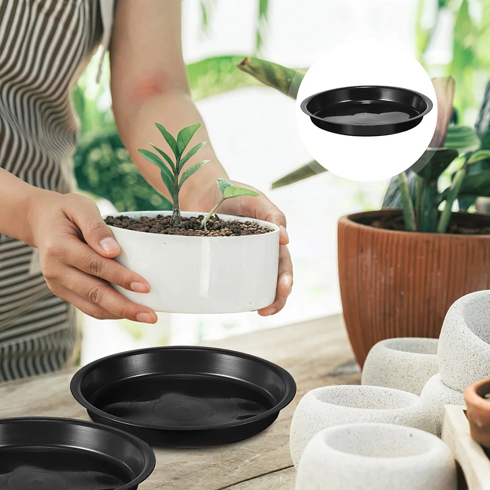 16 Pcs Black Round Plastic Plant Saucers 180mm Thick Flower Pot Trays Water Catcher for PP Prevents Soil