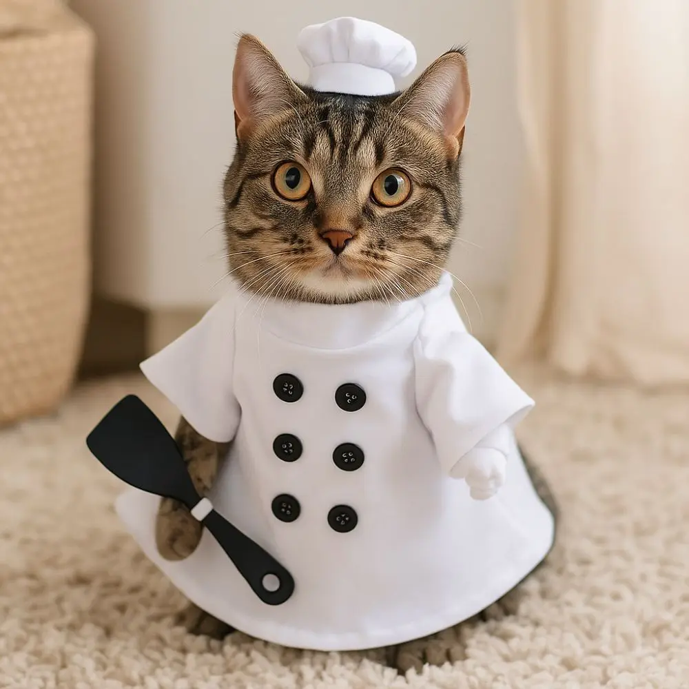 Description Picture 6 of itemPet Supplies Washable Porch Geese Clothes Cartoon Adjustable Chef Geese Outfit Secure Goose Cosplay Clothes Holiday