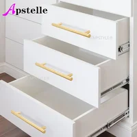Apstelle สีดํา Golden ตู้จับแปรงสแตนเลสสตีลตู้ประตู KNOB เฟอร์นิเจอร์ลิ้นชักดึงบาร์ Handle 6