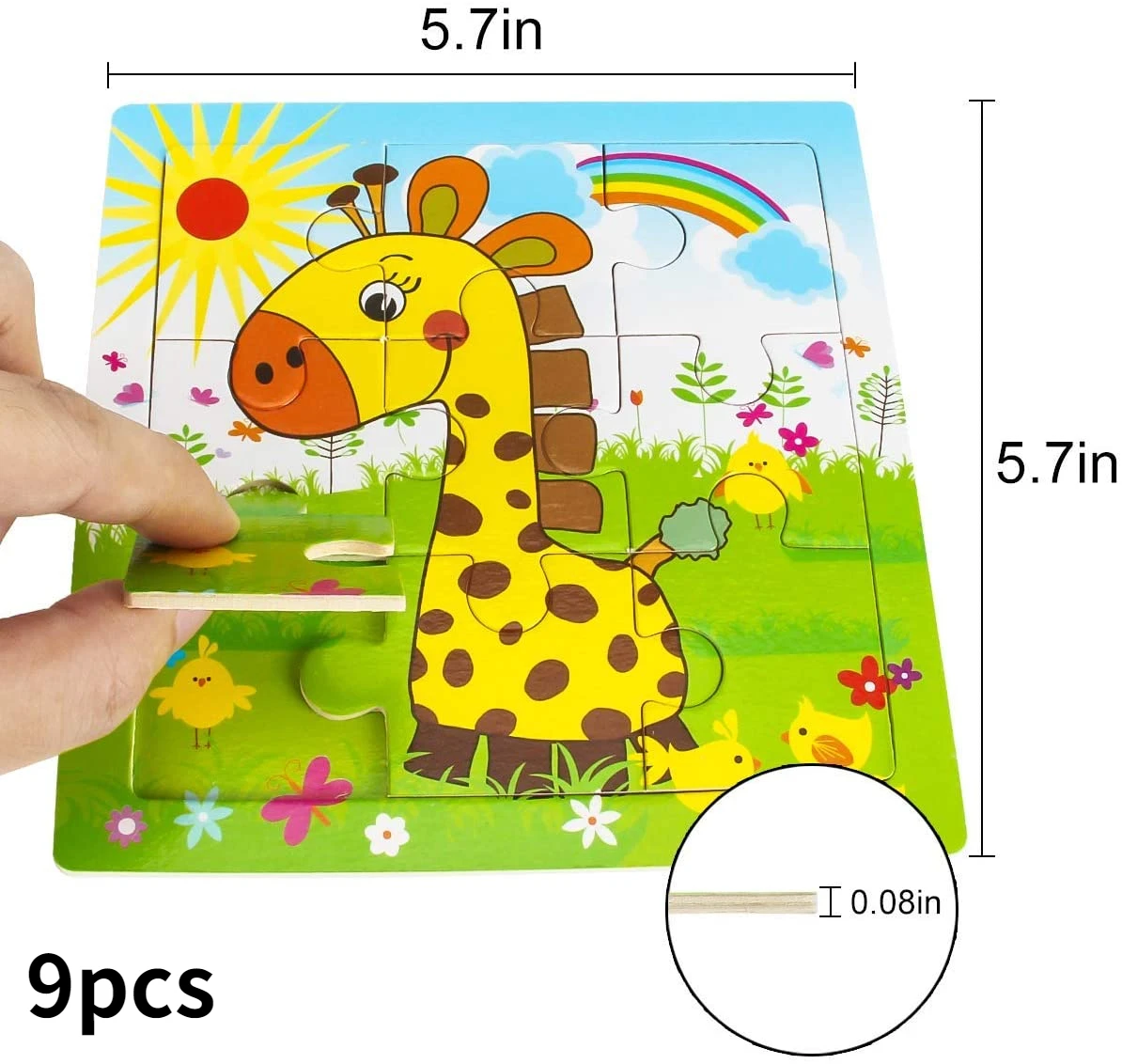 Puzzles for Kids Ages 3-5, 9 Pack Wooden Jigsaw Puzzles for Toddlers Ages  3-5 16 Pieces Preschool Educational Learning Toys Set Animals Puzzles for 3