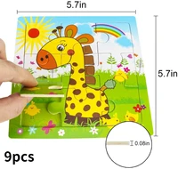9/16 Jigsaw Puzzles for Kids Ages 2 3 4 5 Toddler Wooden Puzzle Preschool Educational Toys Set Animals Puzzle for Boys and Girls 2
