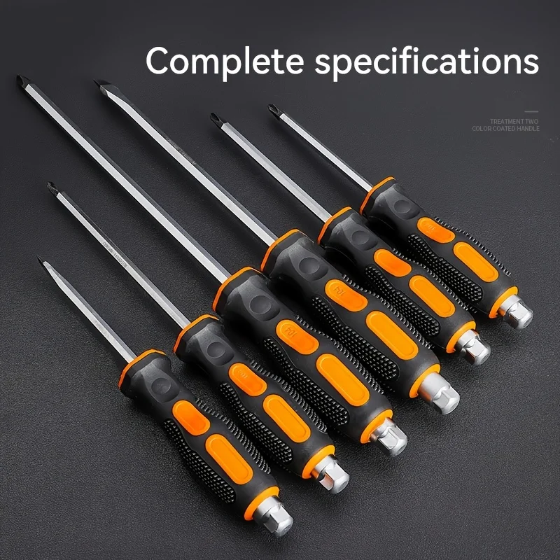6/8-Inch Non Slip Hammer Type Magnetic Screwdriver Tool Set with Soft Handle Flat Head Screwdriver, suitable for Home Repair