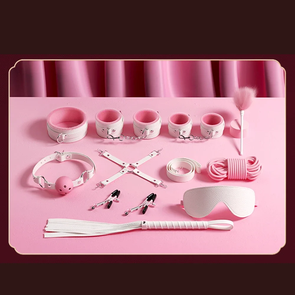 Exotische Bettsets, exotisches Spielzeug, Spiele für Erwachsene, Lederhandschellen, Peitsche, Knebel, Nippelklemmen, Produkte für Frauen_voghion.com