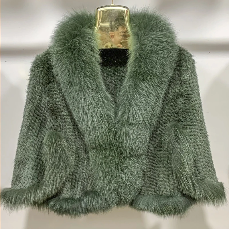 الخريف الشتاء السيدات حقيقية محبوك فرو المنك شالات...